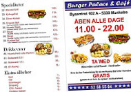 Burger Palace menu