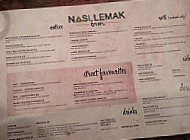 Nasi Lemak Korner menu