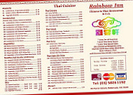 Rainbow Inn Chinese Thai menu