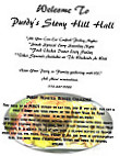 Stony Hill Hall Incorporated menu