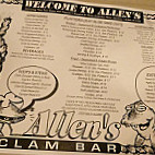 Allen's Clam menu