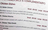 Royal Bengal Indian menu