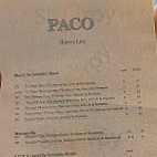 Paco Tapas menu