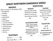 Great Northern menu