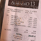 Almendro 13 menu