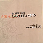 L'Art Des Mets menu