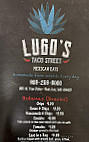 Lugo's Taco Street menu