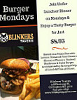 Blinkers Tavern menu