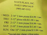 Maxs Place menu