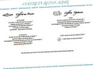 Bleu A Table menu