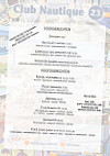 Club Nautique menu