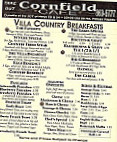 The Cornfield Cafe menu