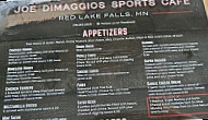 Joe Dimaggio's Sports Cafe menu