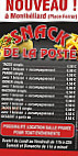 Snack De La Poste menu