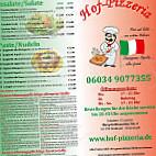 Hof Pizzeria menu