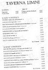 Zum Seewirt, Taverna Limni, menu