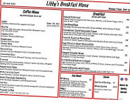Libby's Cafe menu