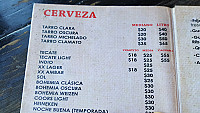Cerveceria La Mexico menu
