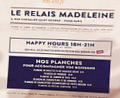 Royal Madeleine menu