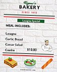 Rigoni's Bakery menu