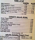 Varsity -b-q Ice Cream menu