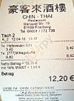Chin Thai menu