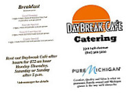 Daybreak Cafe menu