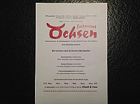 Restaurant Ochsen menu