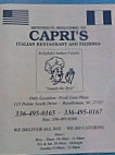 Capris Pizza menu