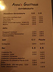 Anna's Gasthaus menu