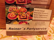 Gasthaus Zum Löwen Reiner’s Partyservice menu