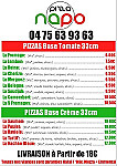 Napo Pizza menu