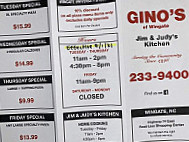 Ginos Of Wingate menu