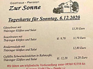 Michael Hanft Gaststätte U. Pension Zur Sonne menu