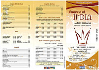 Empress Of India menu