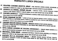 Rodolfo Pizza menu