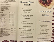 House Pizza menu