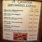 A Casetta menu