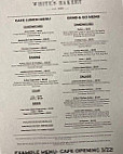 White's Bakery Cafe menu