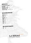 La Bekaa menu