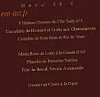 Restaurant Les Rochers menu