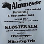 Almgasthaus Klosteralm menu