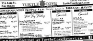 Turtle Cove Resort Marina menu