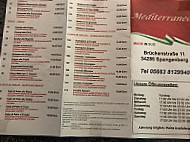 Mediterraneo menu