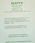 Dusty S Dairy Grill menu