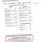 La Table De Maina menu