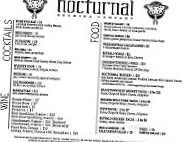 Nocturnal Brewing Company menu