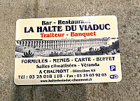 Bar Restaurant La Halte Du Viaduc menu