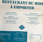 Restaurant du Midi menu