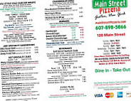 Main Street Pizzeria menu